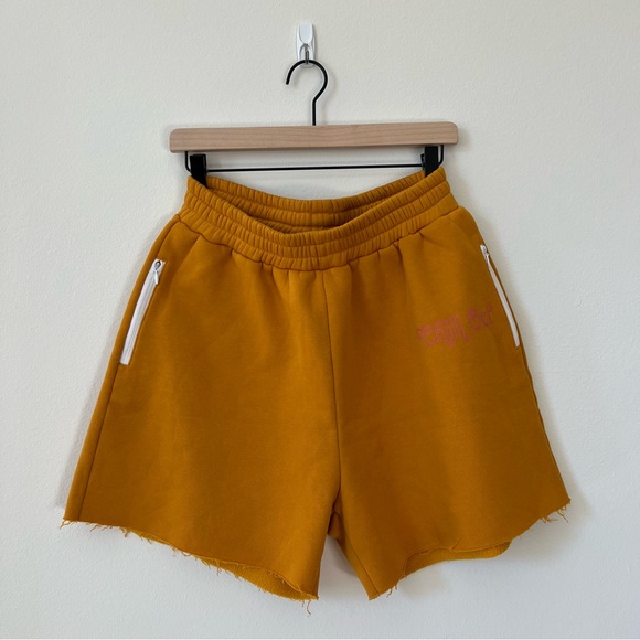 The Mayfair Group Chill Out high waist dark yellow fleece shorts Size 12 - Picture 2 of 10